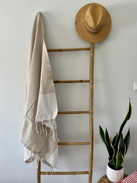 Fouta 100x200 cm Tissage nid d'abeille - Beige