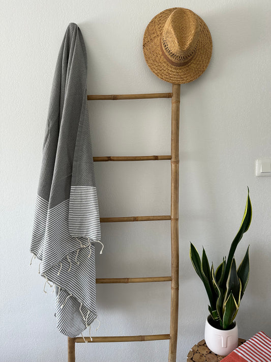 Fouta 100x200 cm Tissage Nid d'abeille - Gris foncé