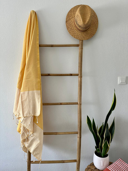 Fouta 100x200 cm Tissage nid d'abeille - Jaune
